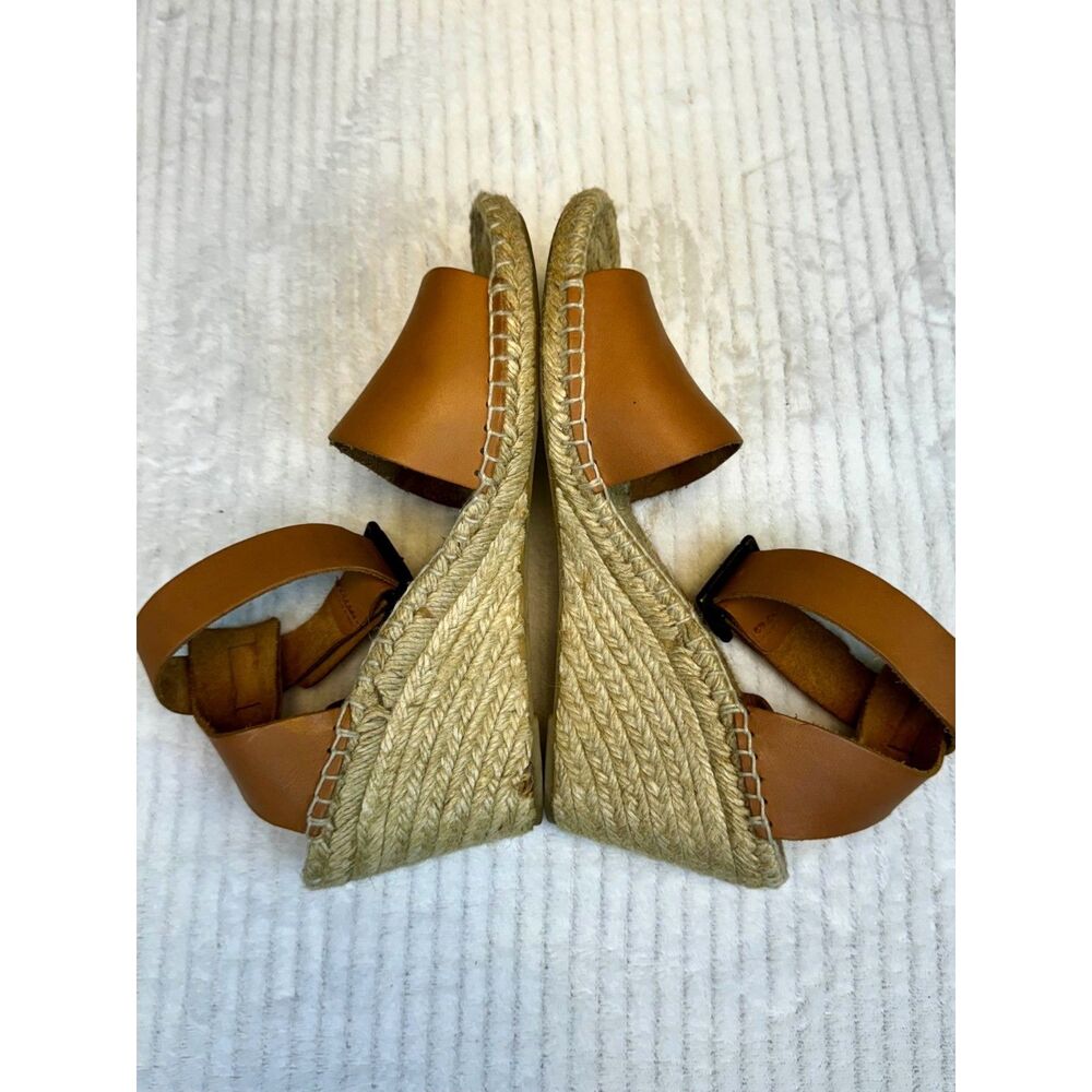 PICON Made in Spain Ankle Strap Genuine Leather Espadrilles, Sz 9